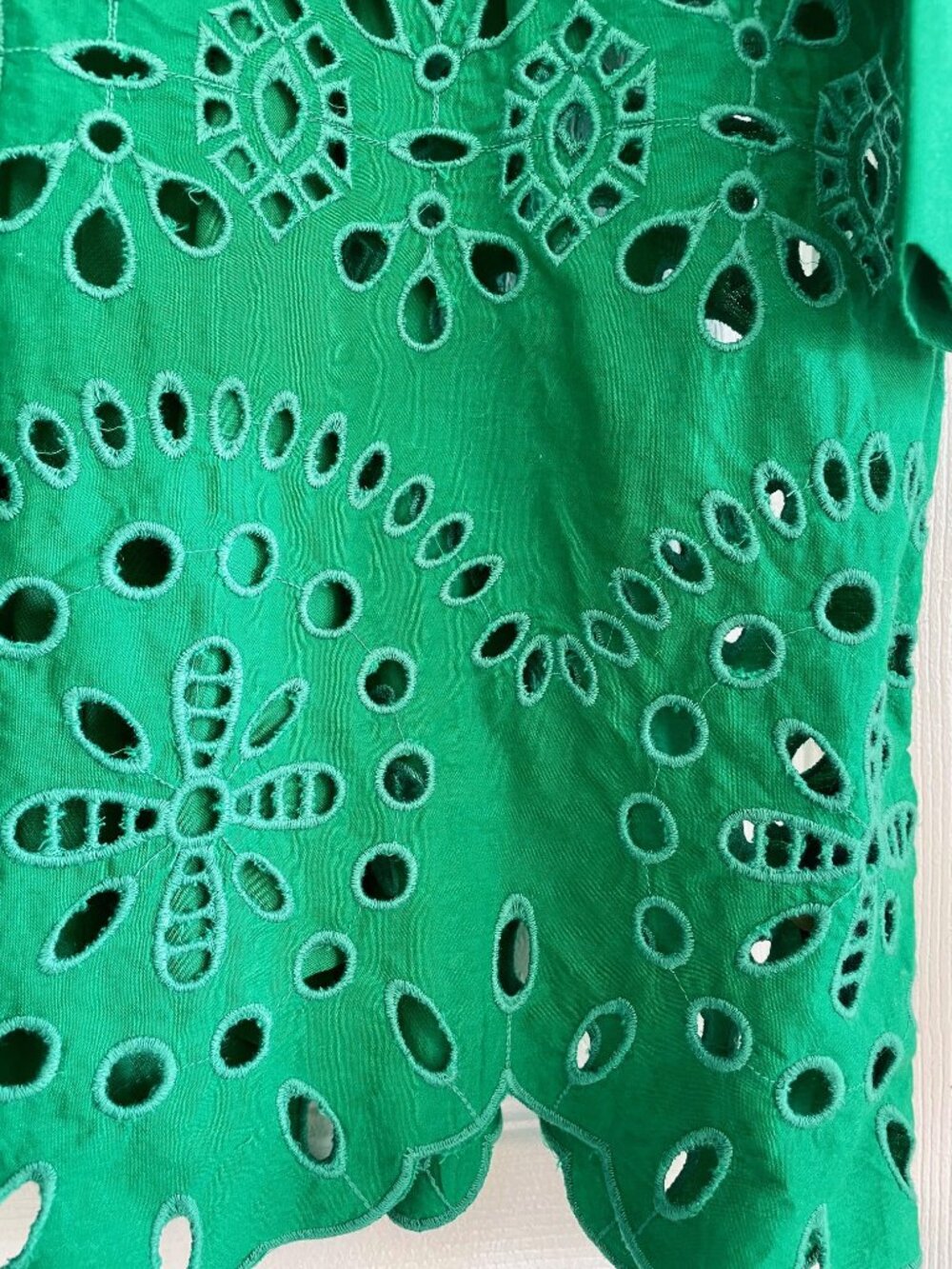 Anthropologie Green Eyelet Embroidered Shirt Dress Size M - Picture 3 of 5